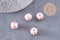 Perle ronde striée porcelaine rose irisée 13mm, x10 (G10217)