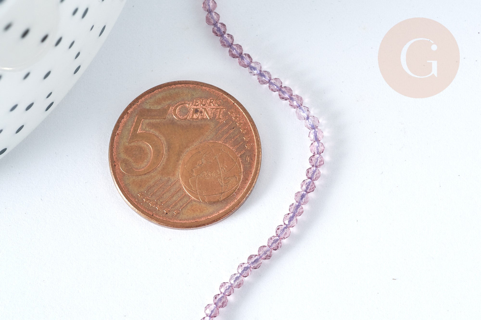 Perle ronde verre facettée irisée transparente violet clair 2mm, fourniture DIY, x1 de 37cm (G7333)