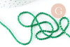 Perle ronde verre facettée transparente vert foncé 2mm, fourniture création de bijoux DIY, fil de 37cm, x1 (G7393)