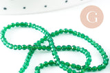 Perle ronde verre facettée transparente vert foncé 2mm, x1 fil de 37cm (G7393)