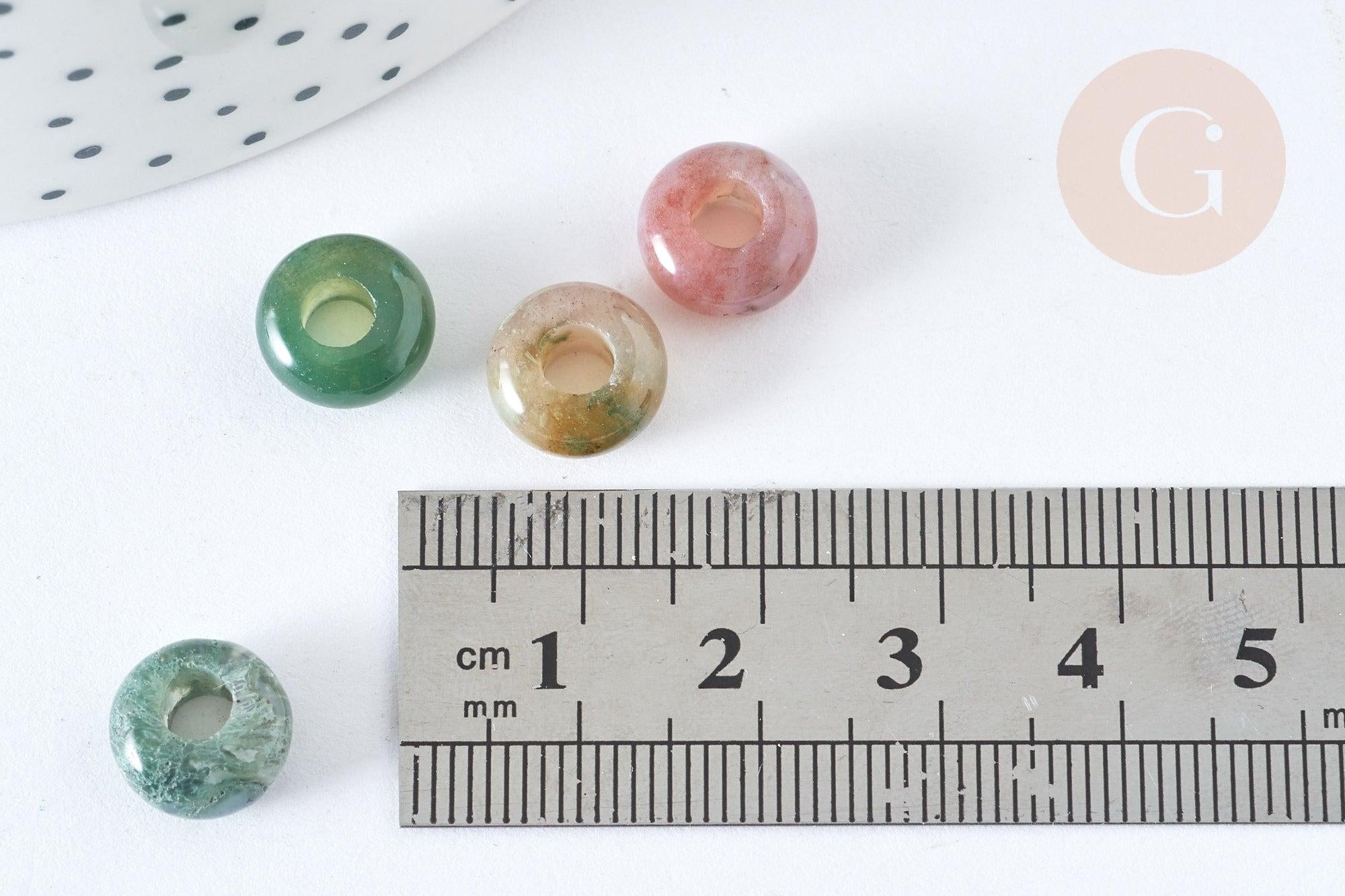 Perle rondelle agate indienne création bijoux 10mm, création bijoux pierre naturelle, x 2 (G7561)