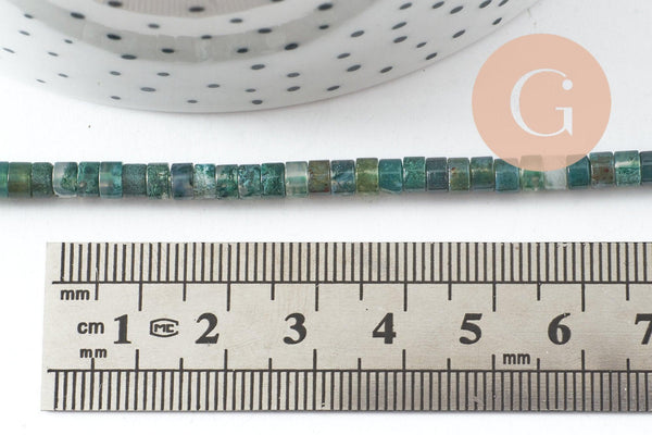 Perle rondelle agate mousse, perle agate ,agate mousse naturelle, perle pierre, 4mm, fil de 160 perles, x1 (G3017)