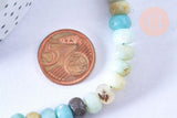 Perle rondelle amazonite facetté naturelle,Pendentif bijoux, pierre naturelle,10mm, fil de 39cm x1 (G6720)
