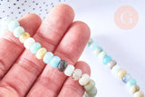 Perle rondelle amazonite facetté naturelle,Pendentif bijoux, pierre naturelle,10mm, fil de 39cm x1 (G6720)