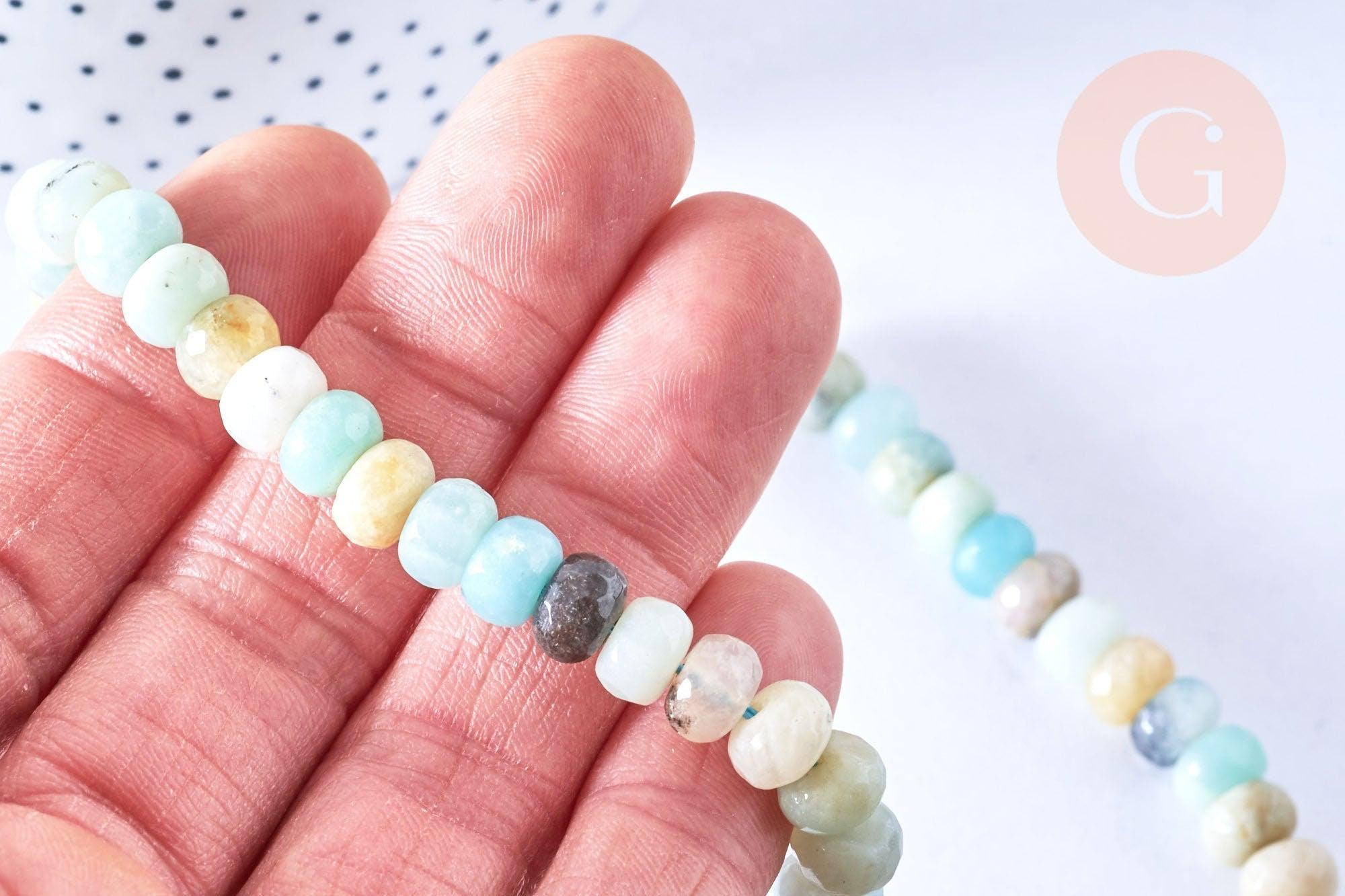 Perle rondelle amazonite facetté naturelle,Pendentif bijoux, pierre naturelle,10mm, fil de 39cm x1 (G6720)