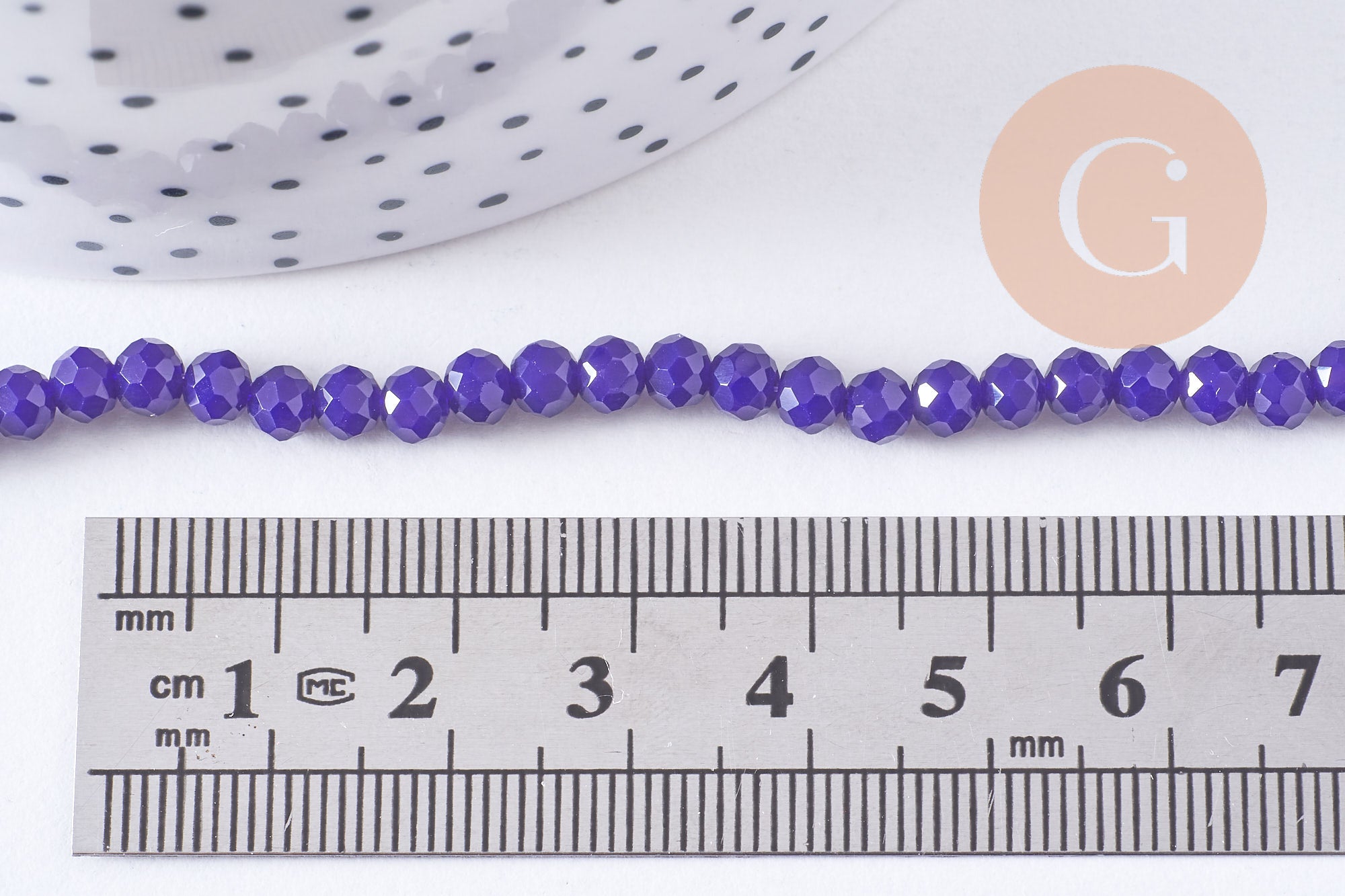 Perle rondelle bleu cristal verre facette 4x3mm, x1 fil de 46 cm (G2744)
