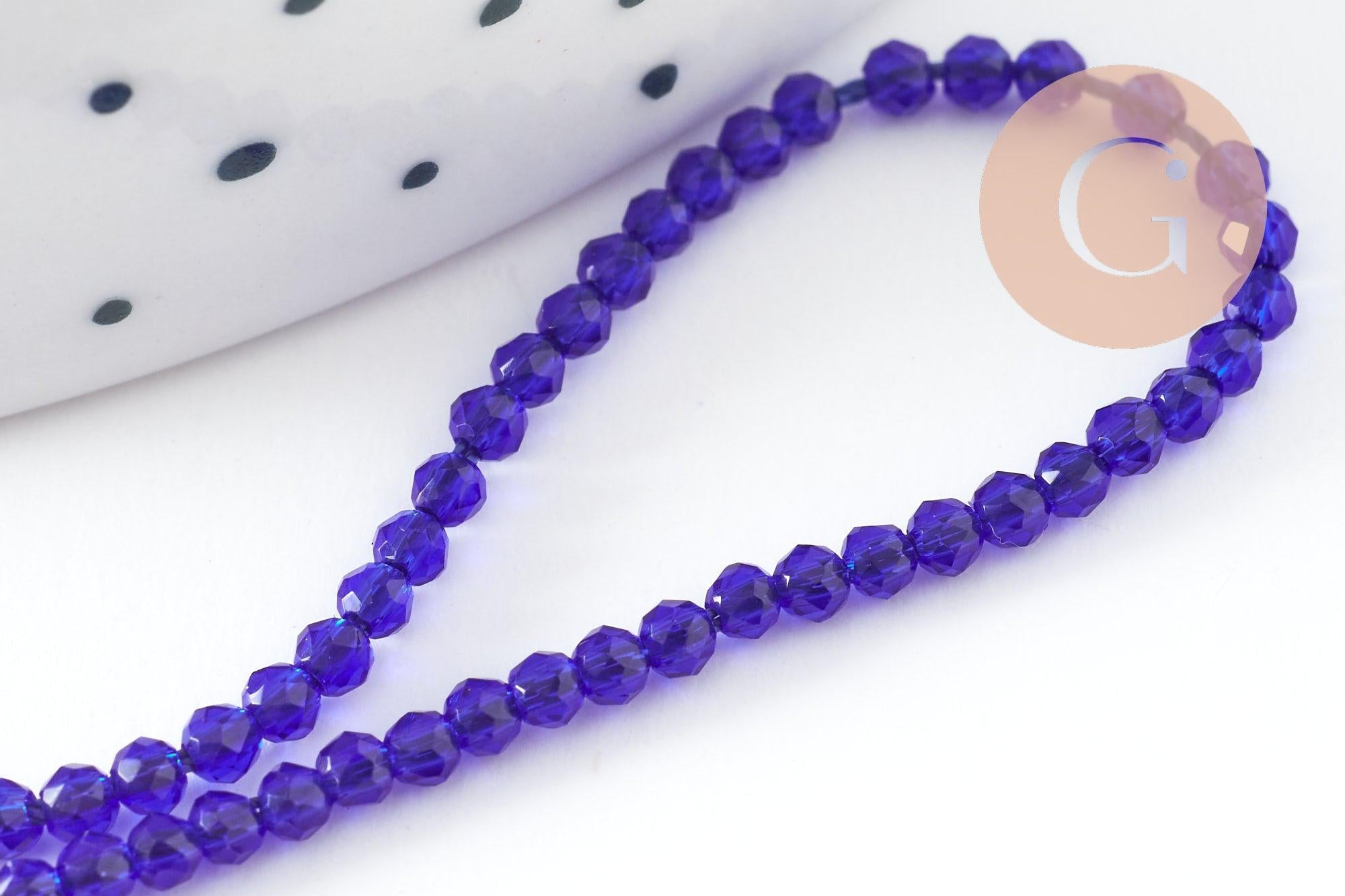Perle rondelle cristal facetté bleu roi 2mm, perle toupies création bijoux fantaisie DIY, fil de 37cm x1 (G7241)