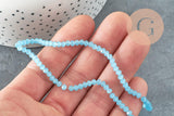 Perle rondelle cristal imitation jade bleu ciel 3mm ,création bijoux DIY, fil de 36 cm, x1 (G6931)