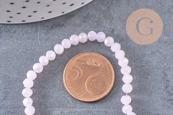 Perle rondelle cristal rose irisé facette 4x3mm, fil de 41cm, x1 (G3523)