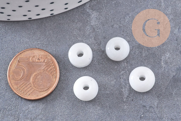 Perle rondelle donut verre opaque blanc, perles rondelles verre pour vos créations de bijoux et bracelet,3-5x9mm, x 20 (G4847)