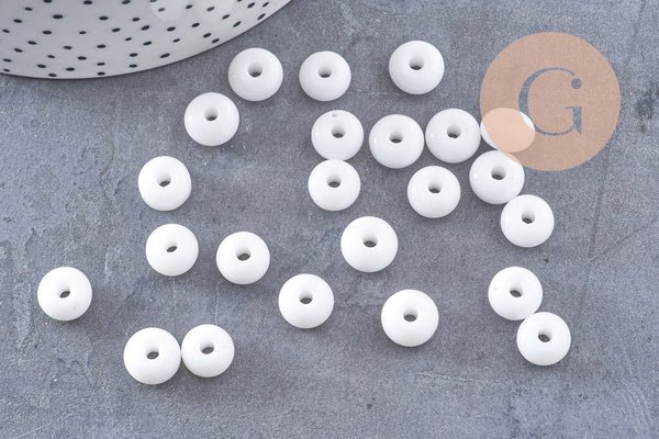 Perle rondelle donut verre opaque blanc, perles rondelles verre pour vos créations de bijoux et bracelet,3-5x9mm, x 20 (G4847)