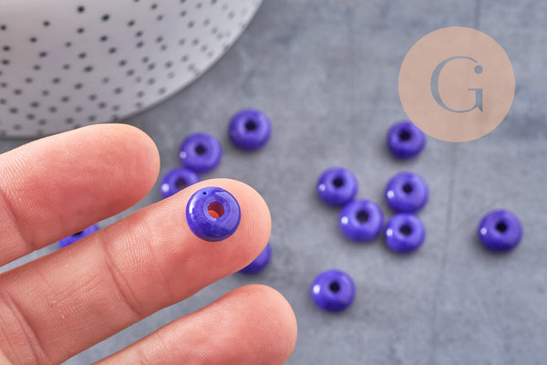 Perle rondelle donut verre opaque bleu foncé,des perles reondelles verre pour vos créations de bijoux et bracelet,3-5x9mm, x 20 (G4596)