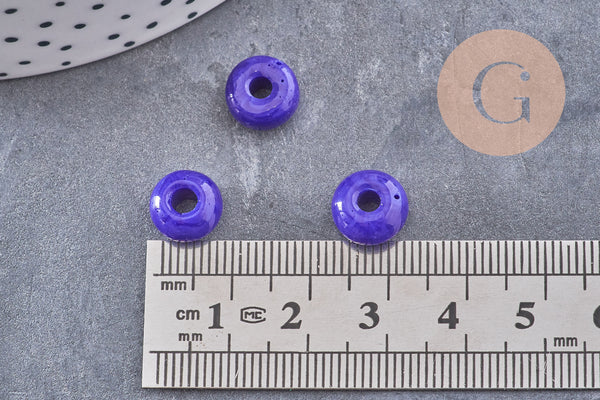Perle rondelle donut verre opaque bleu foncé,des perles reondelles verre pour vos créations de bijoux et bracelet,3-5x9mm, x 20 (G4596)
