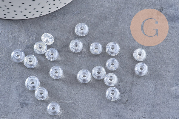 Perle rondelle donut verre transparent, perles rondelles verre pour vos créations de bijoux et bracelet,3-5x9mm, x 20 (G4389)