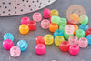 Perle rondelle en plastique translucide multicolore 9mm , perle phosphorescente, couleurs mélangées, x50 (12.9G) (G9307)