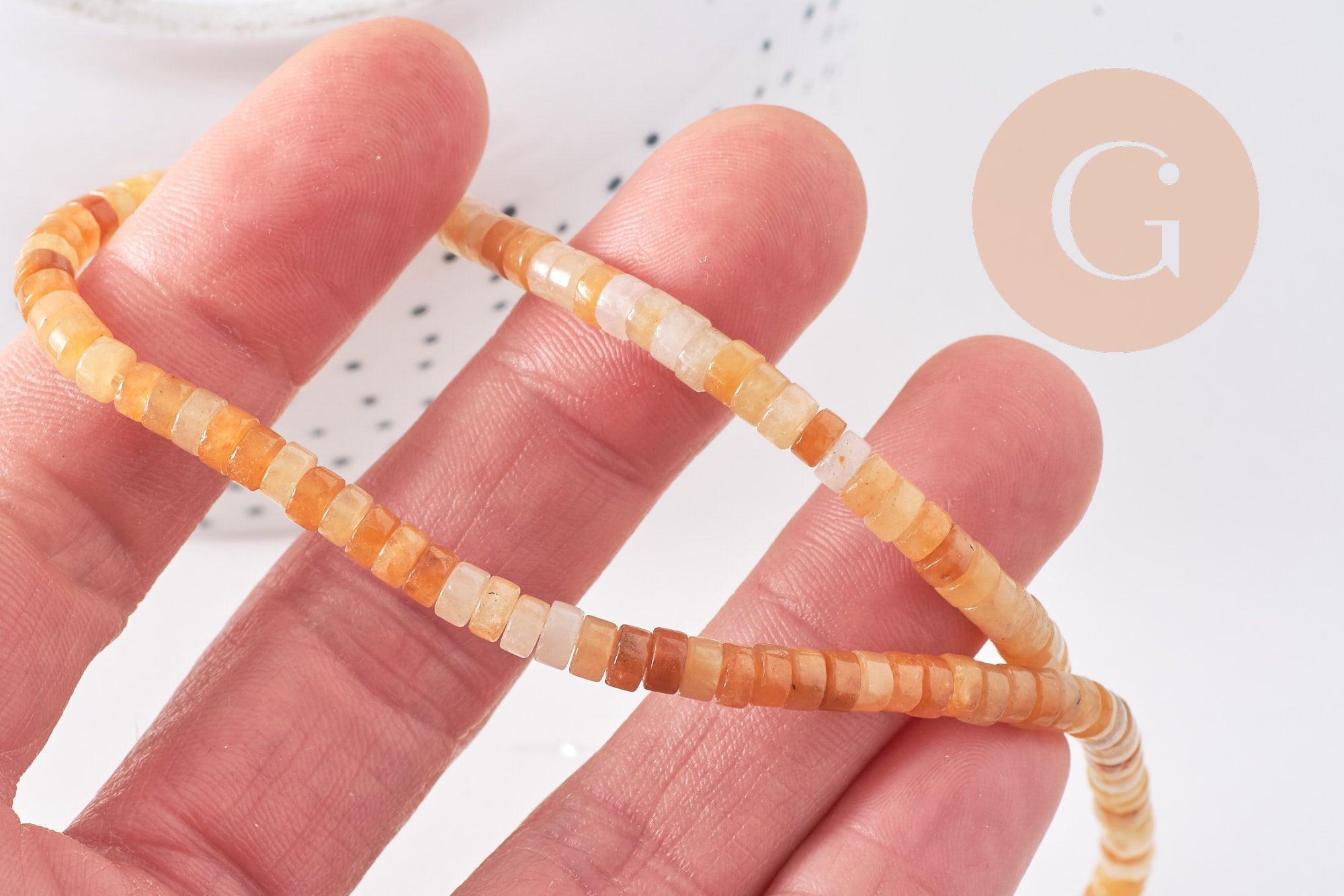 Perle rondelle heishi jade jaune topaze, jade naturel, perle pierre, 4.5mm, fil de 160 perles, x1 (G3048)