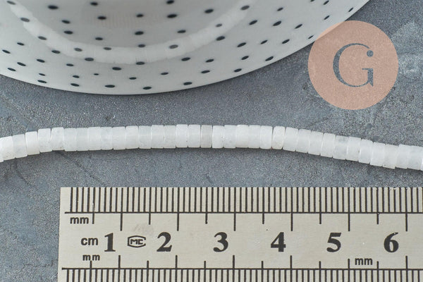 Perle rondelle heishi jade naturel blanc 4.5x2.5mm, x1 fil de 39cm (G5826)