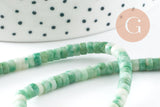 Perle rondelle heishi jade naturel vert 4.5mm, x1 fil de 40cm (G2701)