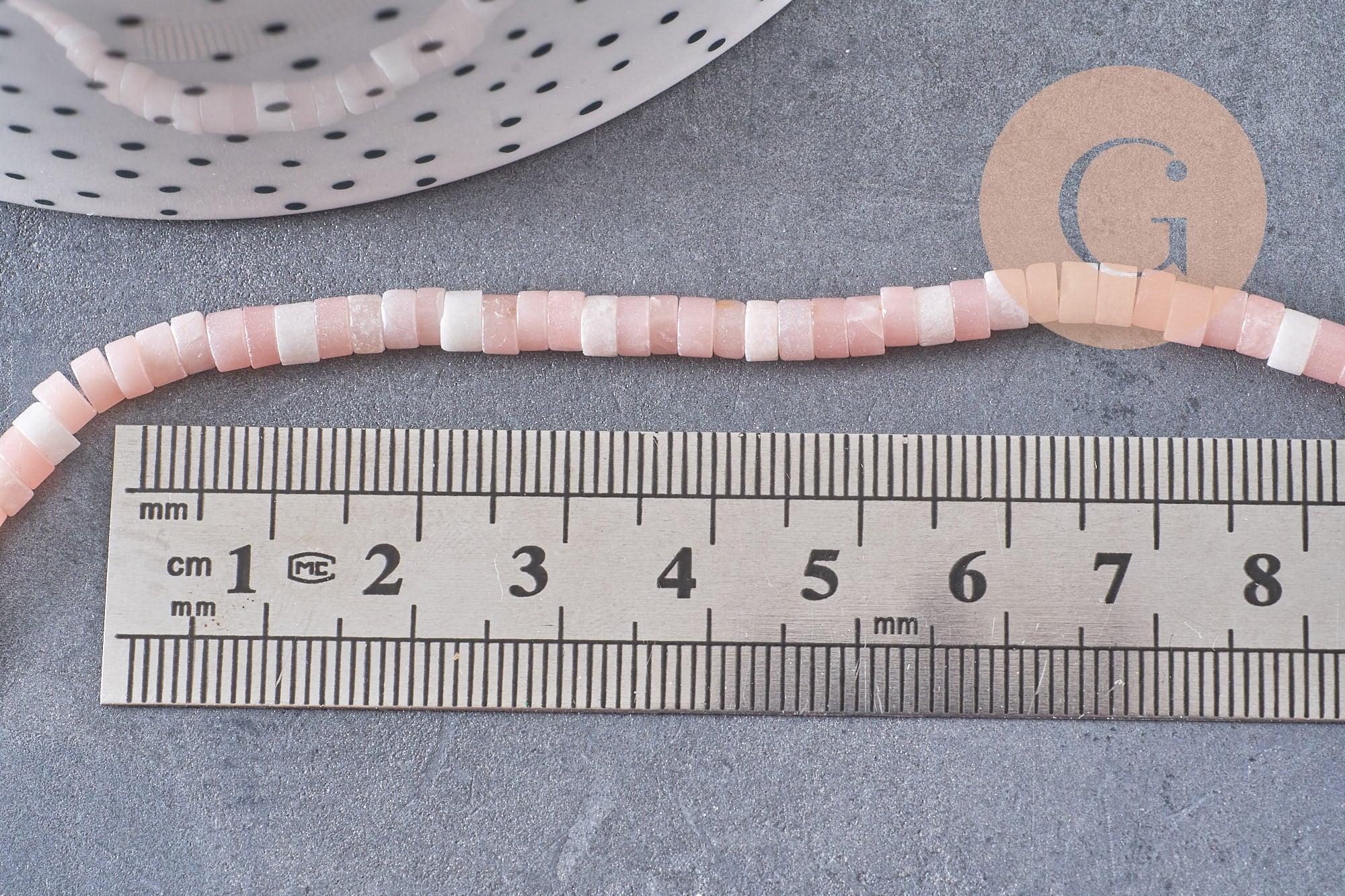 Perle rondelle heishi jade rose, jade naturel, perle pierre, 4.5mm ,fil de 160 perles, x1 (G3550)