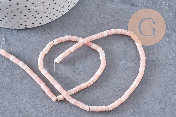 Perle rondelle heishi jade rose, jade naturel, perle pierre, 4.5mm ,fil de 160 perles, x1 (G3550)