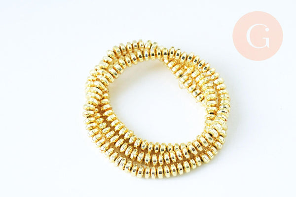 Perle rondelle hématite dorée 18K, perle hématite non magnétique pour pierre,4x2mm, fil de 160 perles x1 (G5528)