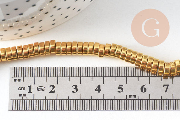 Perle rondelle hématite dorée, perle hématite, pierre, perle pierre heishi,6mm,fil de 175 perles, x1 (G7059)