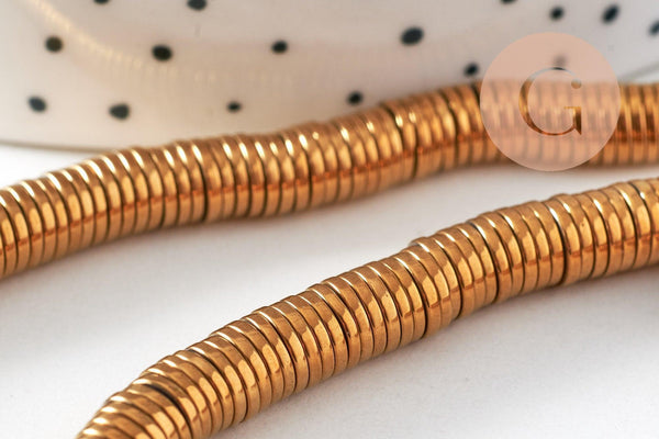 Perle rondelle hématite heshi, perle rondelle hématite, 6mm, fil de 380 perles x1 (G3681)