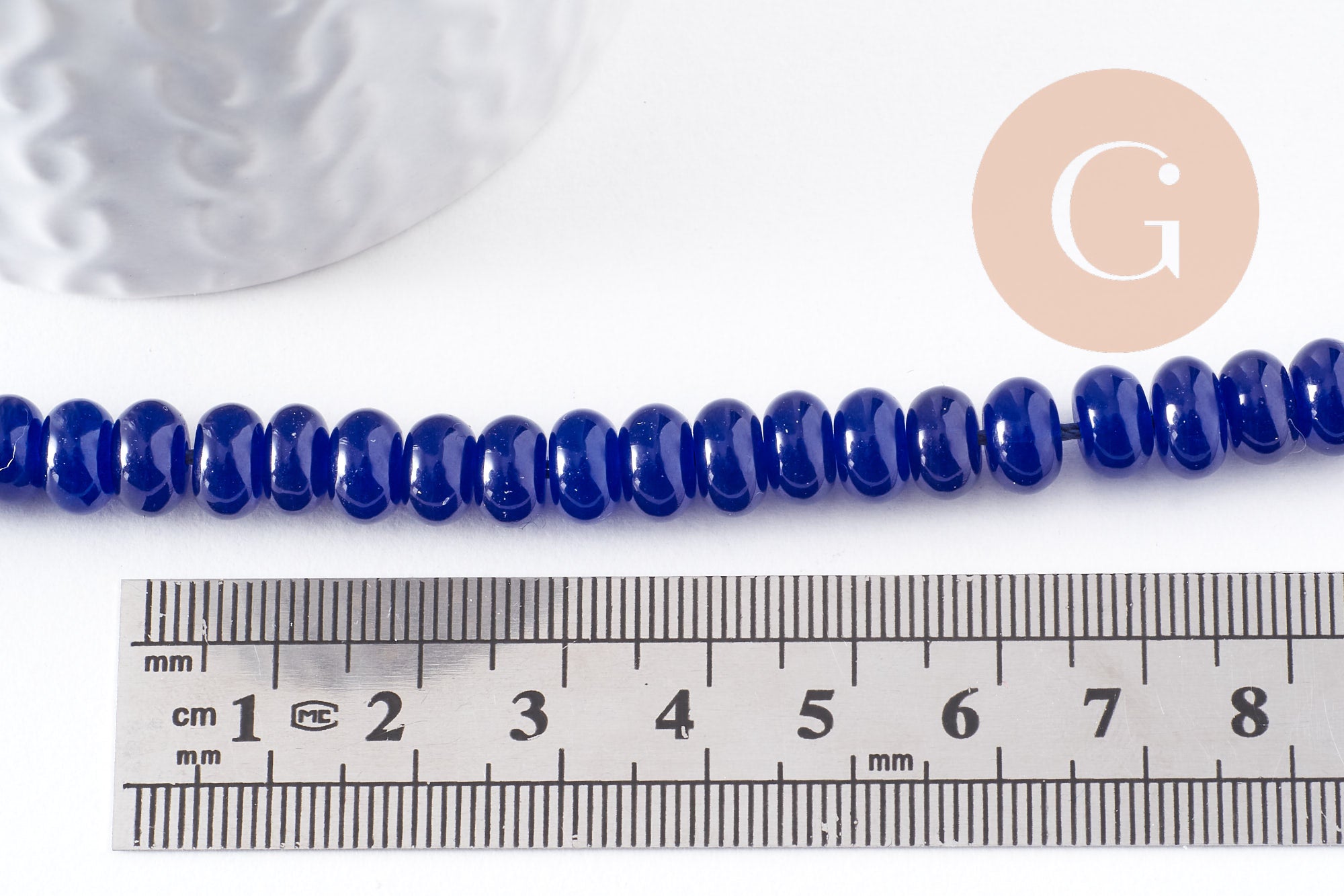 Perle rondelle jade bleu roi,perle jade,pierre naturelle,jade naturel,perle pierre,perle facette,jade,8x5mm,fil de 38,5 cm (G6725)