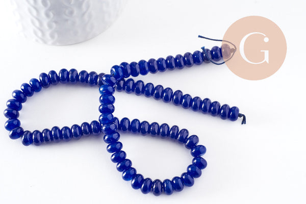 Perle rondelle jade bleu roi,perle jade,pierre naturelle,jade naturel,perle pierre,perle facette,jade,8x5mm,fil de 38,5 cm (G6725)