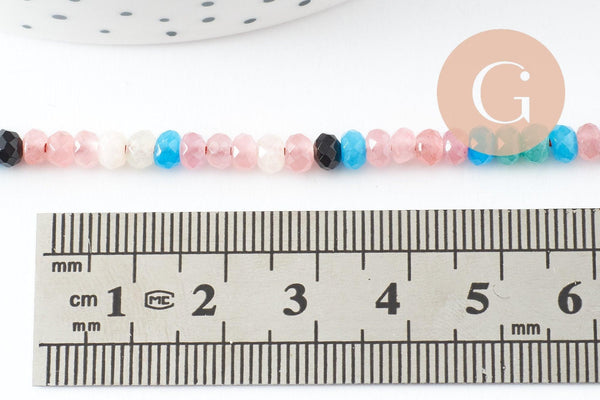 Perle rondelle jade multicolore pastels,perle jade,pierre naturelle,perle facette,jade,5x3mm,fil 135 perles, x1 (G5178)