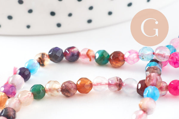 Perle rondelle jade multicolore,perle jade,pierre naturelle,jade naturel,perle facette,jade,4mm,fil de 38cm, x1 (G1989)