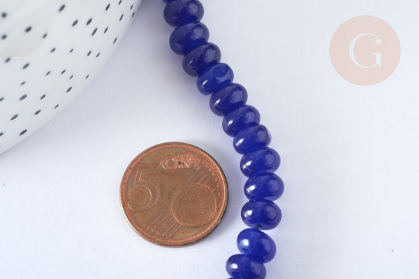 Perle rondelle jade naturel coloré 8x5mm, perle pierre naturelle pour création bijoux , fil de 38cm , x1 G9253