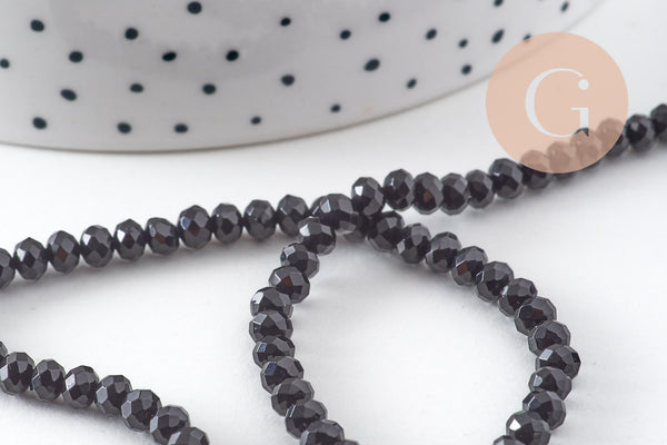 Perle rondelle jade naturel facettes 2x4mm, x1 fil de 34.5cm (G10918)