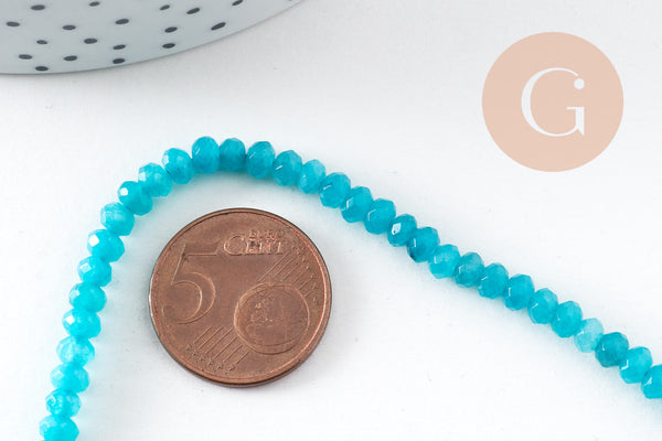 Perle rondelle jade naturel facettes 2x4mm, x1 fil de 34.5cm (G10918)