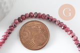Perle rondelle jade naturel rose marbré 5x3mm, x1 fil de 36cm (G4660)