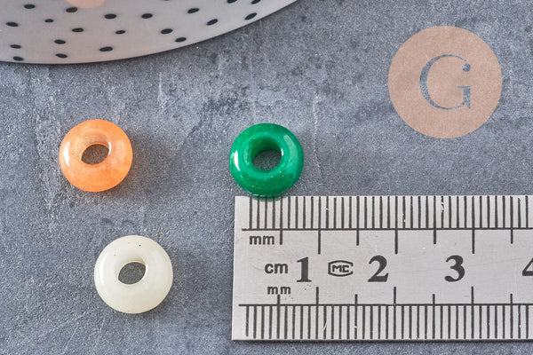 Perle rondelle jade naturel teinté multicolore 10mm, x1 (G10917)