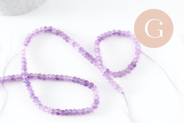 Perle rondelle jade violet, naturelle,jade, pierre,perle facette,jade,5x3mm,fil de 35 cm, x1 (G1704)