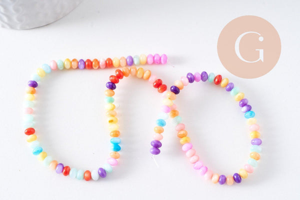 Perle rondelle nacre naturelle multicolore 5x3mm, x1 fil de 38cm (G10369)