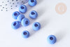 Perle rondelle porcelaine bleu roi fait main 10~11mm, création bijoux céramique, x10 (G7884)