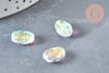 Perle scarabée verre transparent facettée cristal AB 12mm, fournitures DIY, x1 (G6833)