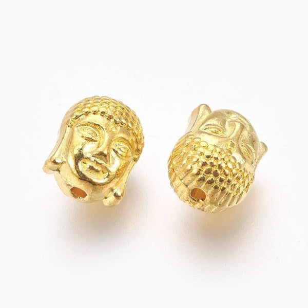 Perle tête de Bouddha zamac doré ,fournitures créatives sans nickel,creation bijoux,perle voyage inde,11mm,x 10 (G5291)
