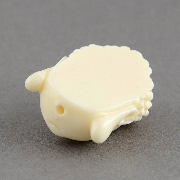 Perle tête de bouddha résine blanche 20mm,perle imitation corail en résine, x2 (G4985)