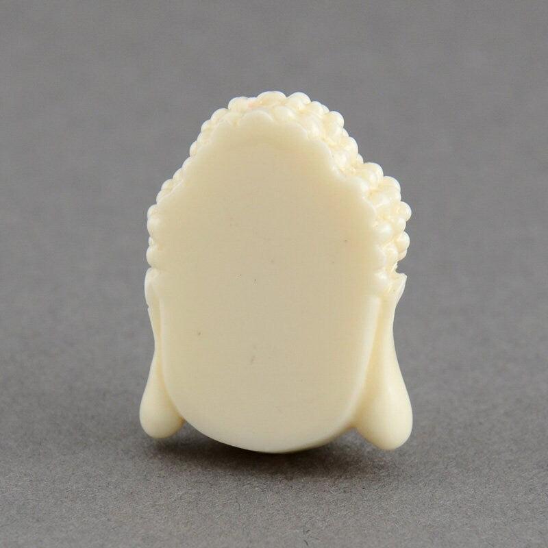 Perle tête de bouddha résine blanche 20mm,perle imitation corail en résine, x2 (G4985)