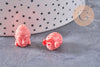 Perle tête de boudha résine imitation bambou de mer rose,perle imitation corail en bambou de mer naturel,15mm x2 (G4986)