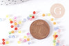 Perle toupie acrylique transparent multicolore 3mm, plastique coloré, x 5gr (G9013)