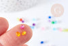 Perle toupie acrylique transparent multicolore 4mm, création bijoux plastique coloré, x 10gr (G8460)
