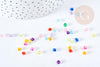 Perle toupie acrylique transparent multicolore 4mm, création bijoux plastique coloré, x 10gr (G8460)