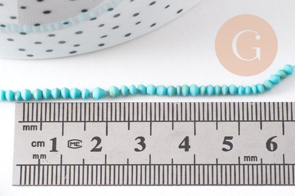 Perle toupie howlite naturelle turquoise 1mm, bijou en pierre naturelle, turquoise naturelle, perle en pierre, fil de 30cm x1 (G7263)