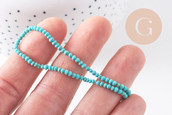 Perle toupie howlite naturelle turquoise 1mm, bijou en pierre naturelle, turquoise naturelle, perle en pierre, fil de 30cm x1 (G7263)
