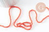 Perle toupie rose corail, perle cristal,Perles verre,cristal, 3mm fil de 41 cm, x1 (G0620)